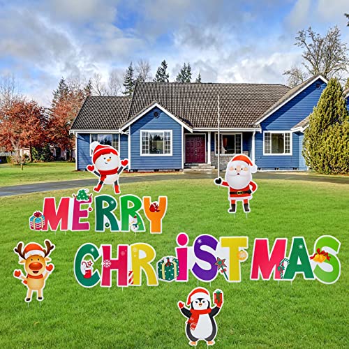 9Pcs Merry Christmas Yard Signs Christmas Decorations