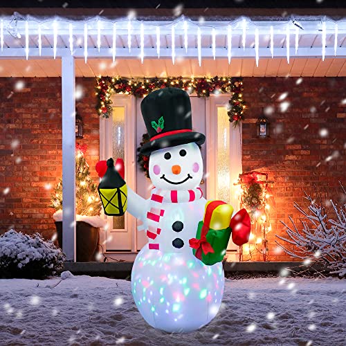 4FT Xmas Snowman Blow Up Decorations w/ Colorful Rotating LED Lights