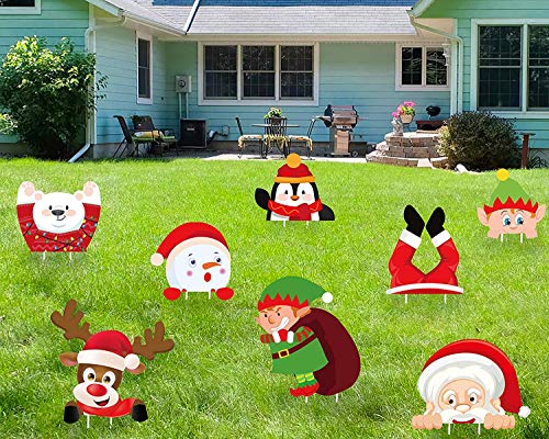 8PCS Christmas Yard Signs Stakes Decorations