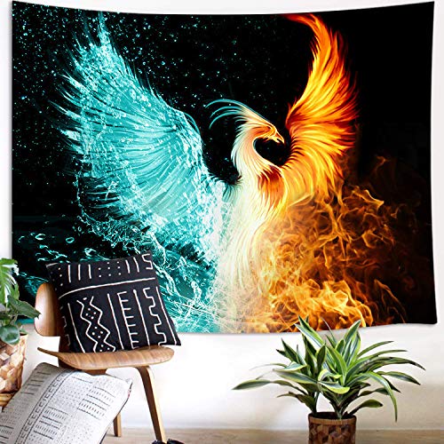 Water Ice & Fire Rising Phoenix Tapestry Wall Decoration (60W X 40H)