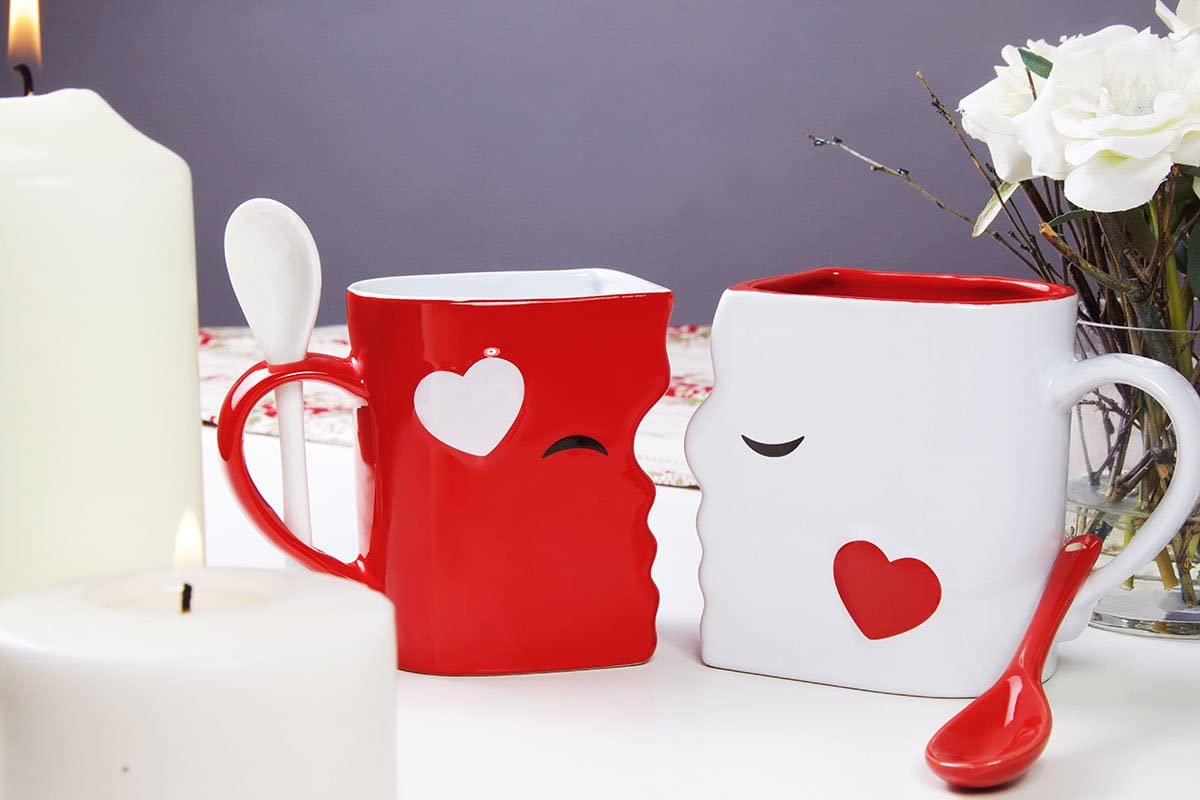 Kissing Mugs Set for Valentines, Anniversary Gift
