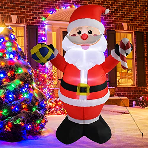 5ft Christmas Inflatable Santa Claus w/ LED Lights for Holiday Decoration