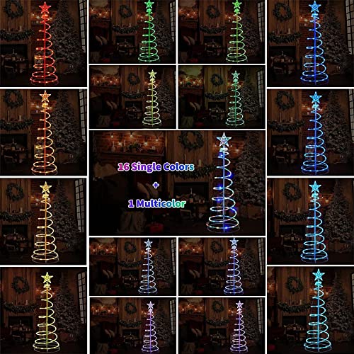 4Ft Spiral Christmas Tree Lights Decoration, 16 Color LED w/ Timer & Remote