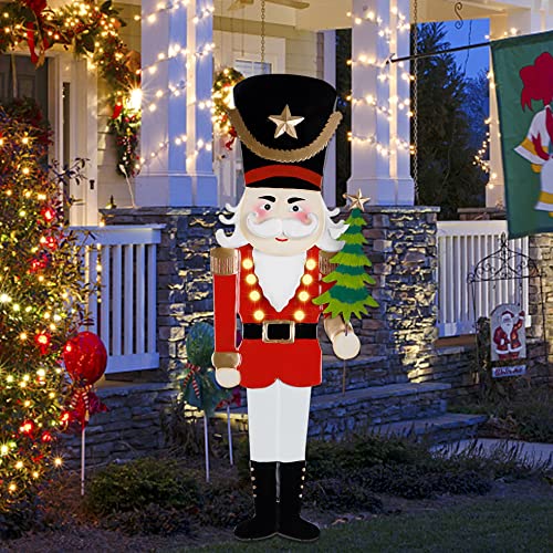 LED Lights Christmas Nutcracker/Gnome Yard Stake Decoration