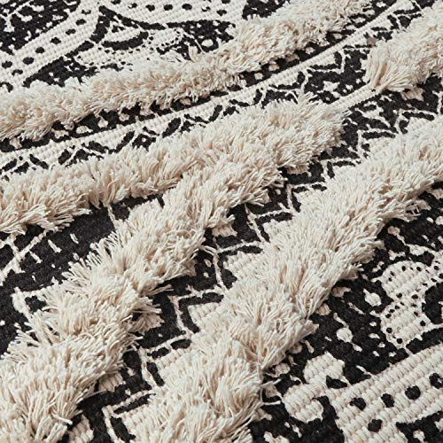 Boho Mandala Runner & Area Rug, Black and Cream