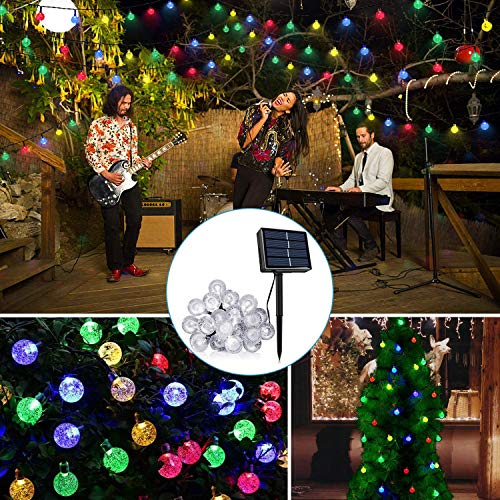 50 LED 24Ft Outdoor String Lights Multi-Colored Waterproof Crystal Ball Fairy Solar String Lights Garden