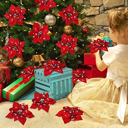 20 Packs Poinsettia Artificial Flowers for Christmas Tree Decoration