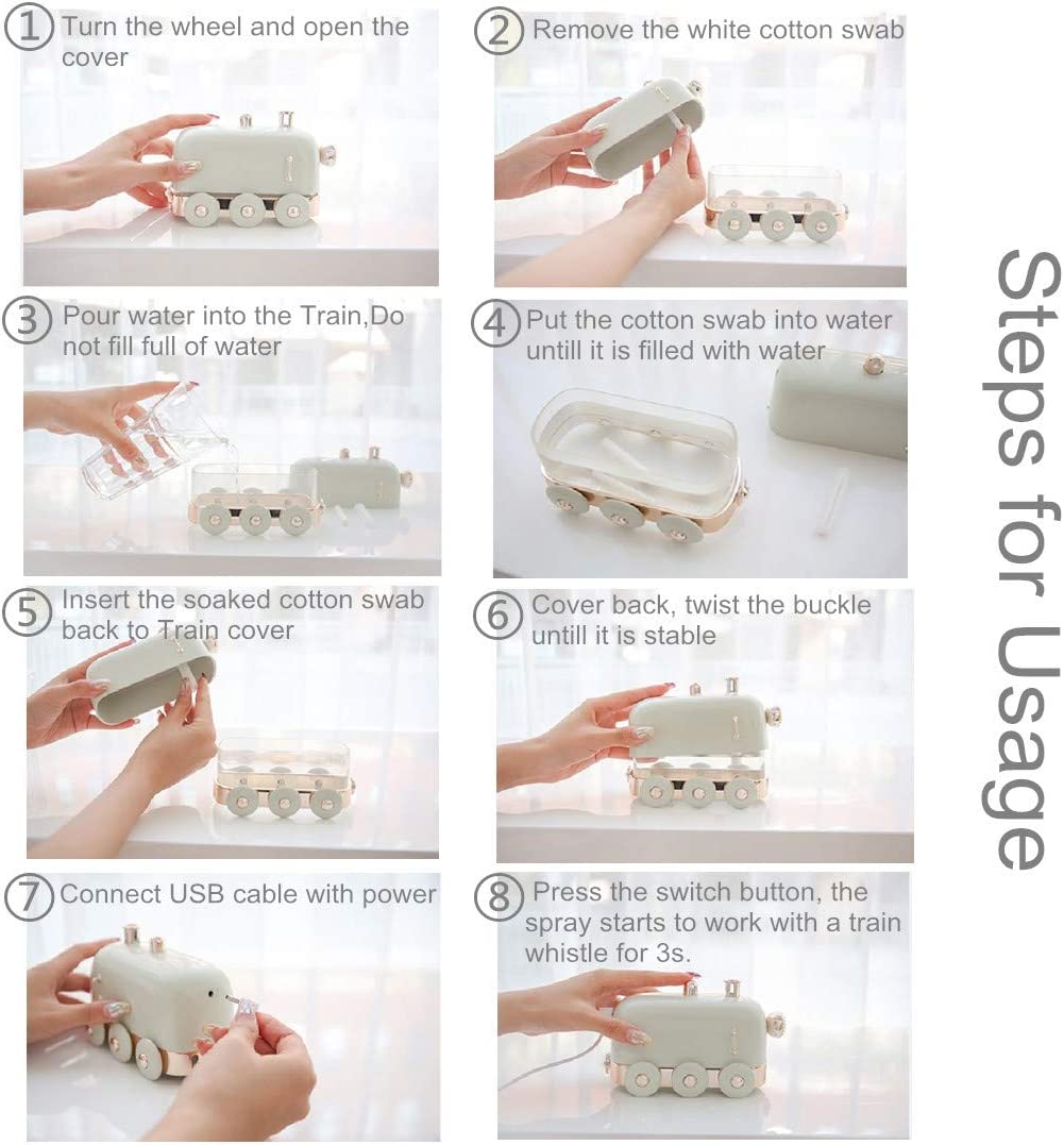 Mini Humidifiers Portable 300ml Desktop Quiet & Ultrasonic w/ USB Charge Auto Shut Off (Green)