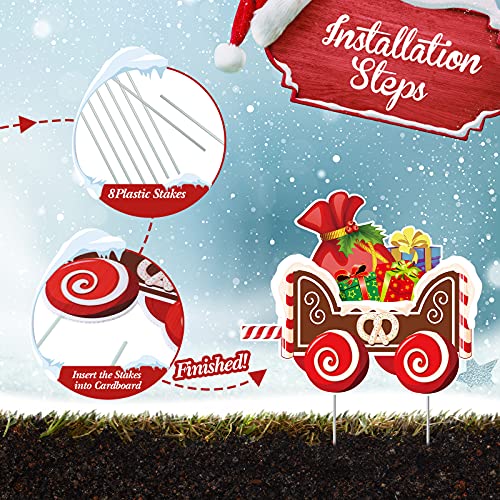 4 Pieces Christmas Train Outdoor Lawn Sign Decoration