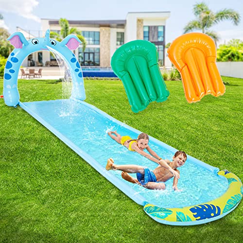 15.7Ft Spraying Inflatable Water Slide Slip w/ 2 Bodyboards