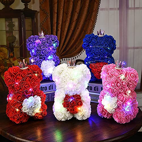 10 inch Artificial Rose Teddy Bear with LED Lights