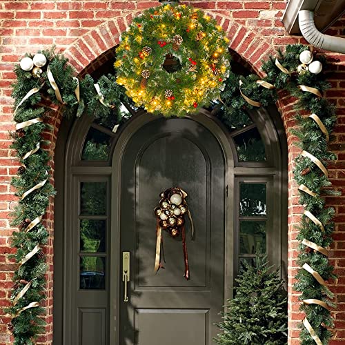 24 inch Pre-Lit Christmas Wreath Decoration