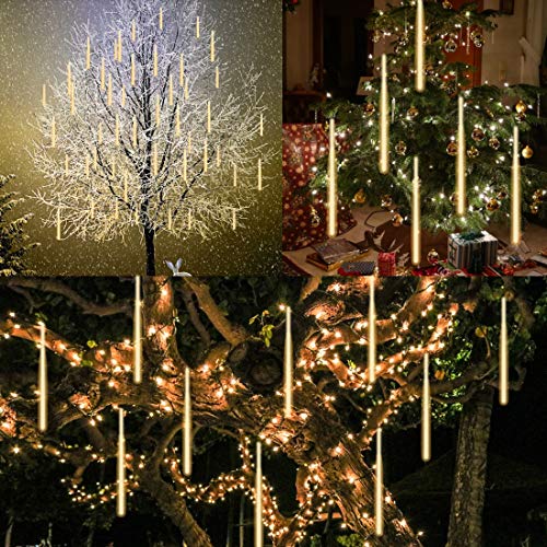 8 Tubes 288 LED Meteor Shower Rain Lights, 30cm Iciclelights Snow Falling Christmas Lights