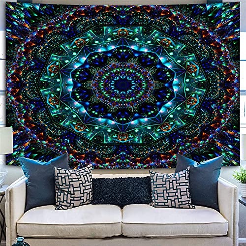 Psychedelic Mandala Wall Hanging Tapestry (51 x 60 Inches)