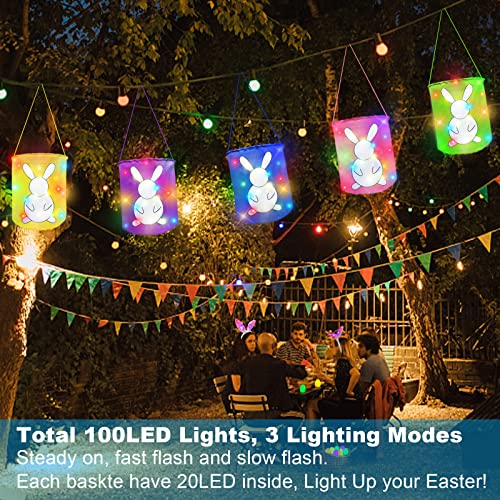 5Pcs Colorful Total of 100 LEDs Easter Lantern Lights
