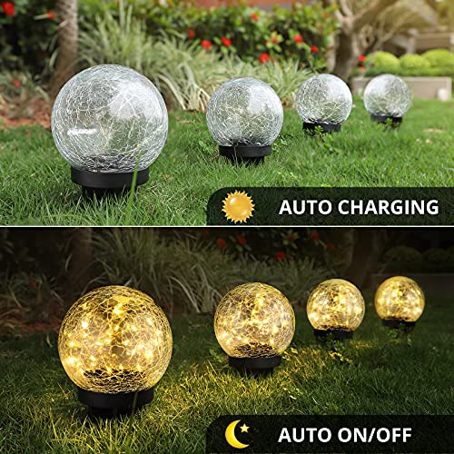 2-Pack Garden Solar Lights Decorative-  Cracked Glass Globe