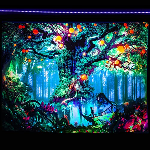 Glow in the Dark- UV Reactive Tree of Life Tapestry Wall Decor