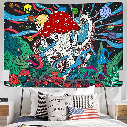 Trippy Mushroom Psychedelic Planets Fantasy Plants Monster Octopus Space Galaxy Tapestry