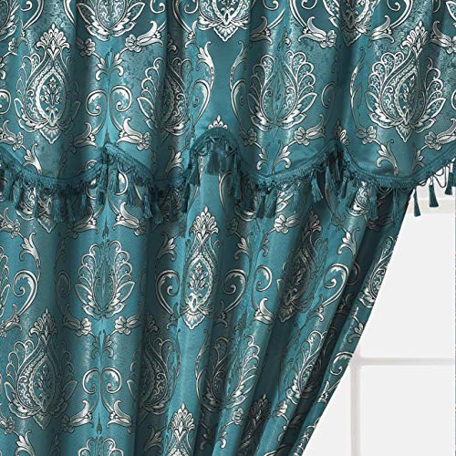 Simple Classic Window Curtain Panel Drape w/ Attached Wave Valance 2pcs Set  54x84"