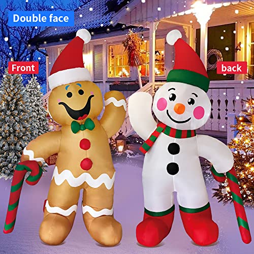 6 FT Christmas Inflatable Gingerbread Man & Snowman