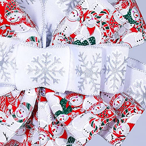 Christmas Tree Topper Bow Ornament with Glitter Satin Mesh Streamer 48x13Inches