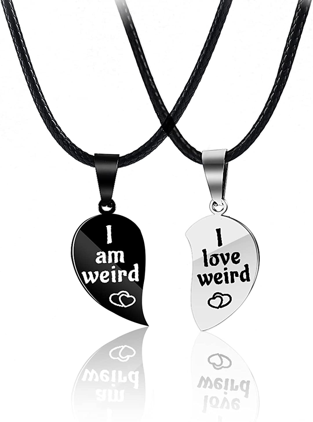 I Love Weird Broken Heart Puzzle Couple Friendship Necklace Set of 2  Best for Valentines Day Gfit