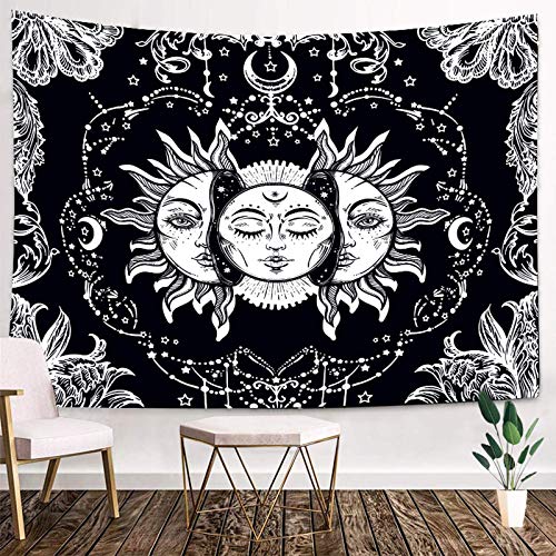 Glowing in The Dark Sun & Moon Tapestry 59.1X51.2 inches