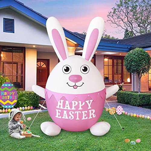 8 FT Easter Inflatable Bunny w/ Built-in Flashing LED Lights