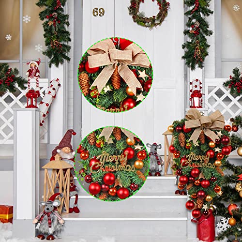 Christmas Wreath for Front Door Teardrop Swag w/ Merry Christmas Sign