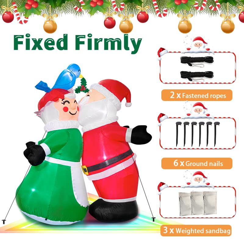 6FT Inflatable Christmas Decorations Santa & Mrs. Claus w/ LEDs