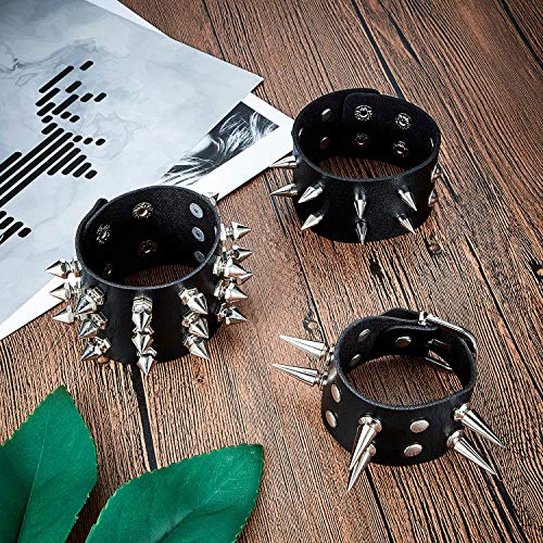 6 Pcs Punk Studded Bracelet Leather Rivets Cuff (Classic Style)