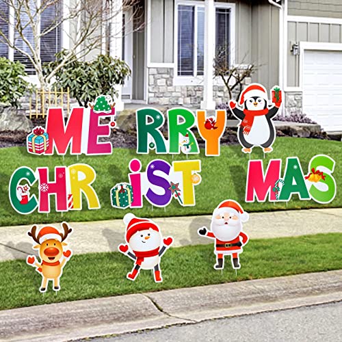 9Pcs Merry Christmas Yard Signs Christmas Decorations