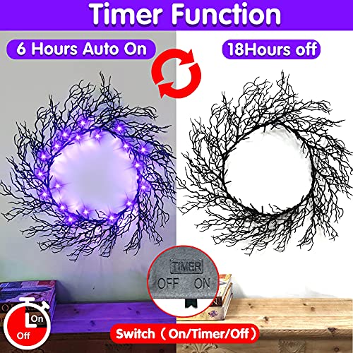 [ Prelit & Timer ] Halloween Wreath Hanging Decoration