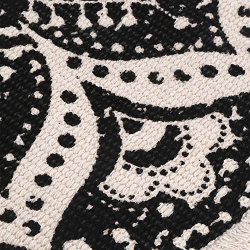 Boho Mandala Runner & Area Rug, Black and Cream