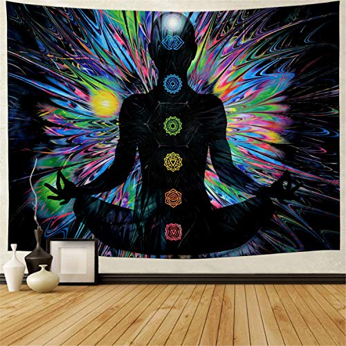 Seven Chakra Psychedelic Black Chakra Yoga Meditation Zen Tapestry