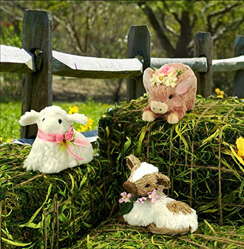 Easter Home Decor Lamb Pig Cow Figurine Set of 3