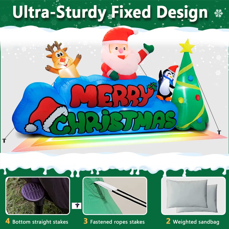 9 FT Merry Christmas Inflatables Decorations w/ LED Lights,