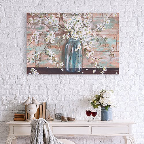 Blooms In Mason Jar Floral Canvas Art, 24" x 36"