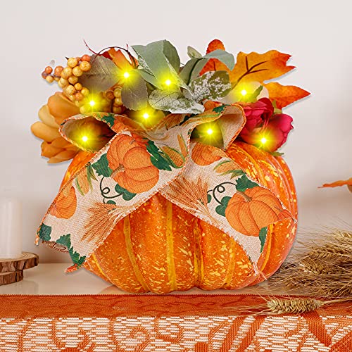 Thanksgiving Decorations Pumpkin with Plastic Succulents