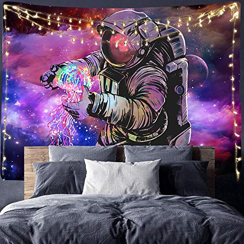 Astronaut Hippie Colorful Spaceman Tie Dye Tapestry 59.1x59.1"