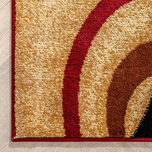 Rings Red Geometric Modern Casual Area Rug 3x5 4x6 ( 3'11" x 5'3" ) Easy to Clean Stain Fade Resistant