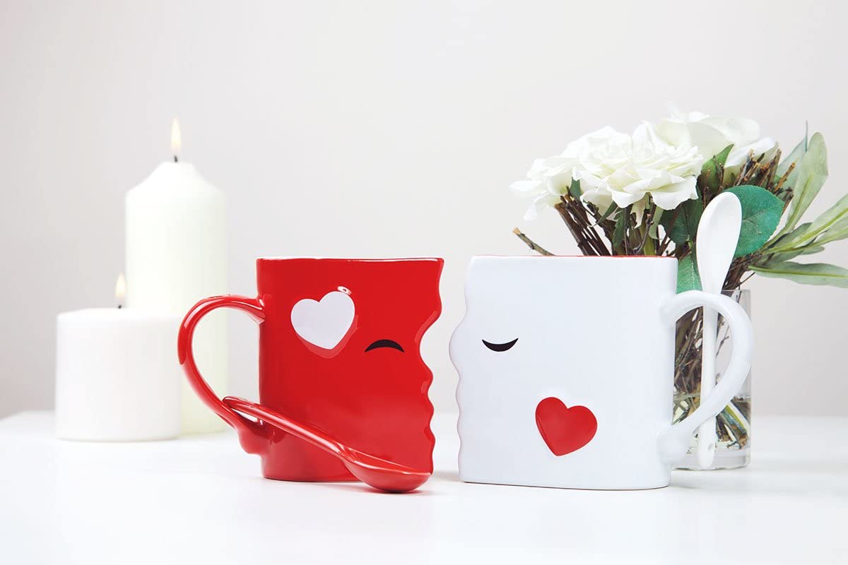 Kissing Mugs Set for Valentines, Anniversary Gift