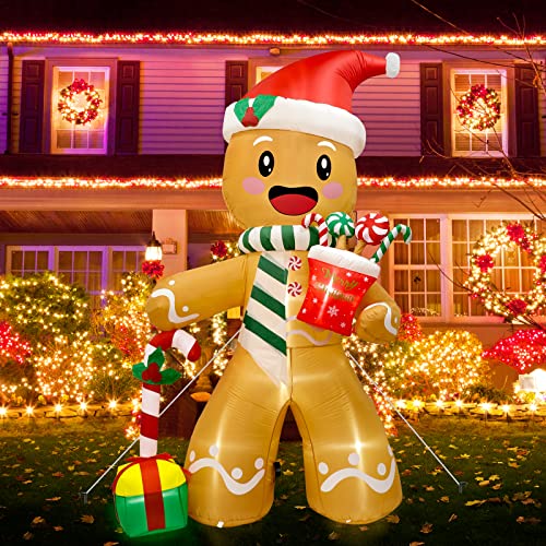 8ft Christmas Inflatables Gingerbread Man w/ LEDs