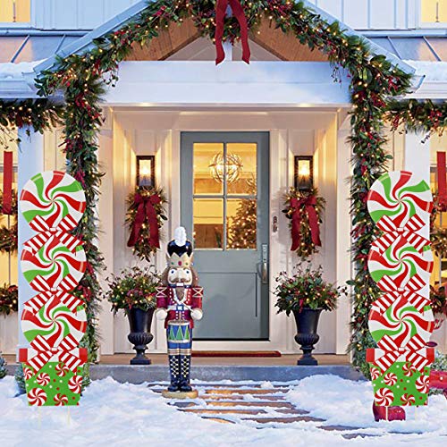 42 Inch Peppermint Christmas Yard Sign Stakes Holiday Home Lawn Candyland Themed Decor