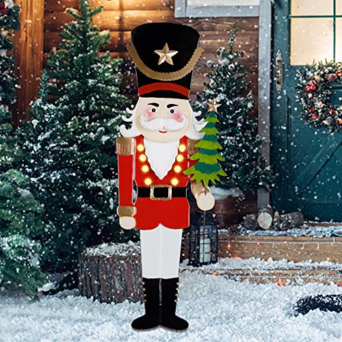 LED Lights Christmas Nutcracker/Gnome Yard Stake Decoration