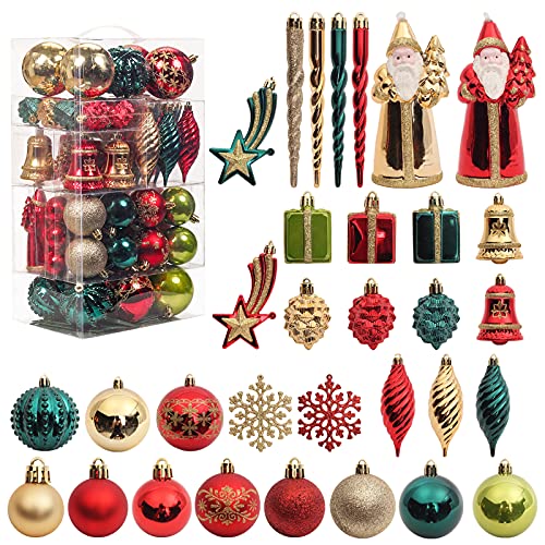 120 Pcs Christmas Ornaments Set Shatterproof Xmas Hanging Ball Set for Holiday Decoration