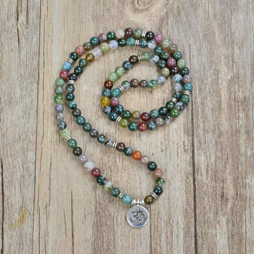 Yoga Symbol Pendant Charm 108 Mala Beads Meditation Bracelet Necklace