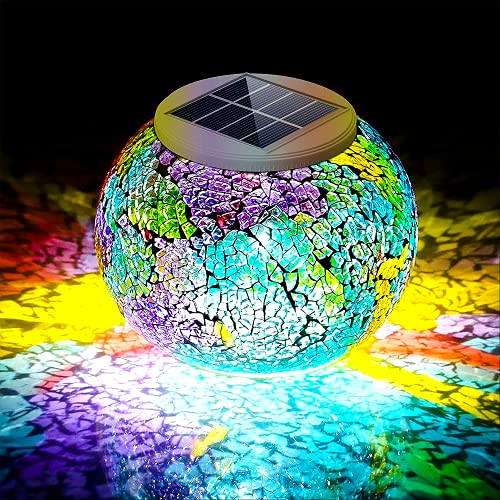 Color Changing Solar Powered Glass Ball Led Garden Lights figurine