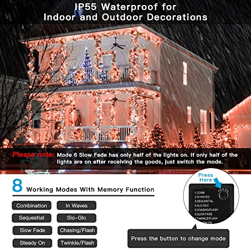 108FT 300LED Christmas String Lights w/ UL Certified