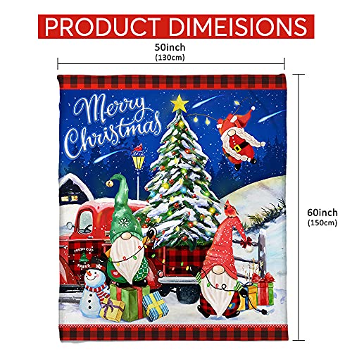 Merry Christmas Tree Gnomes Fuzzy Soft Warm Sherpa Christmas Throw Blanket 50”x60”